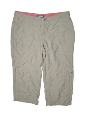 Vintage LL Bean Womens Khaki Tan Nylon Cropped Hiking Pants Size 12